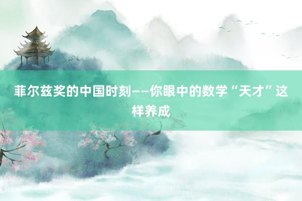 菲尔兹奖的中国时刻——你眼中的数学“天才”这样养成