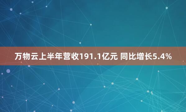 万物云上半年营收191.1亿元 同比增长5.4%