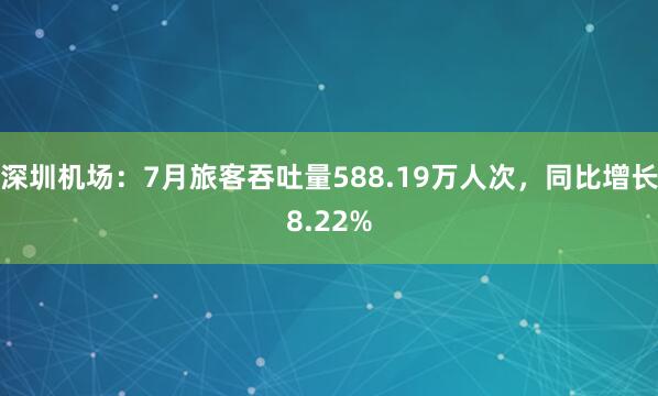 深圳机场：7月旅客吞吐量588.19万人次，同比增长8.22%
