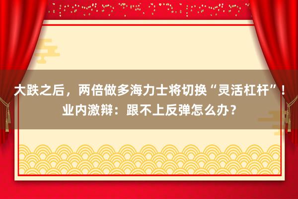 大跌之后，两倍做多海力士将切换“灵活杠杆”！业内激辩：跟不上反弹怎么办？