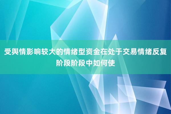 受舆情影响较大的情绪型资金在处于交易情绪反复阶段阶段中如何使
