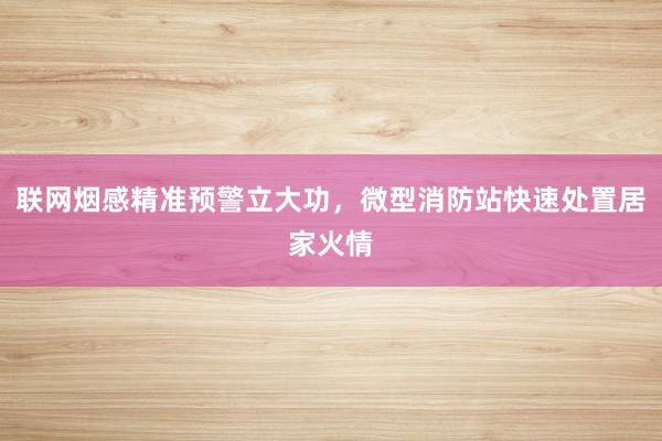联网烟感精准预警立大功，微型消防站快速处置居家火情