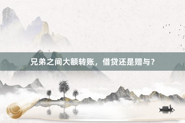 兄弟之间大额转账，借贷还是赠与？