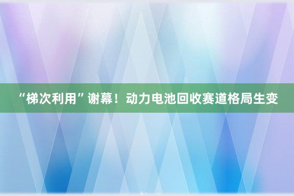 “梯次利用”谢幕!动力电池回收赛道格局生变