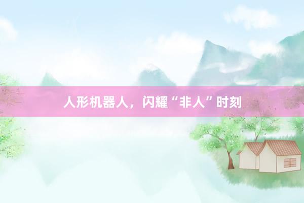 人形机器人，闪耀“非人”时刻