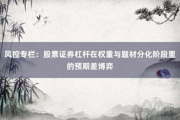 风控专栏：股票证券杠杆在权重与题材分化阶段里的预期差博弈