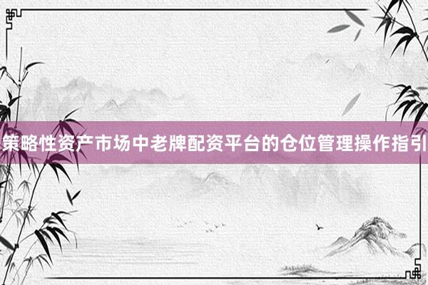 策略性资产市场中老牌配资平台的仓位管理操作指引
