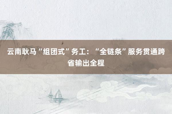 云南耿马“组团式”务工：“全链条”服务贯通跨省输出全程