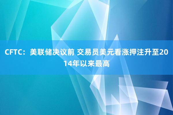 CFTC：美联储决议前 交易员美元看涨押注升至2014年以来最高