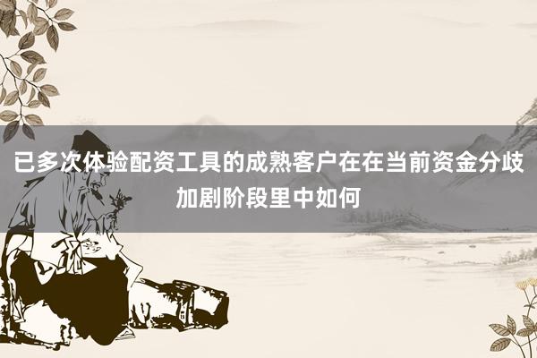 已多次体验配资工具的成熟客户在在当前资金分歧加剧阶段里中如何