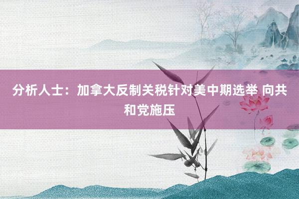 分析人士:加拿大反制关税针对美中期选举 向共和党施压