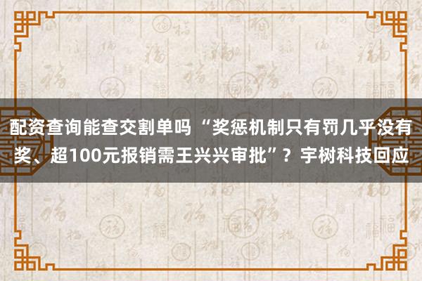 配资查询能查交割单吗 “奖惩机制只有罚几乎没有奖、超100元报销需王兴兴审批”？宇树科技回应