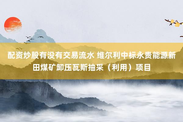 配资炒股有没有交易流水 维尔利中标永贵能源新田煤矿卸压瓦斯抽采(利用)项目